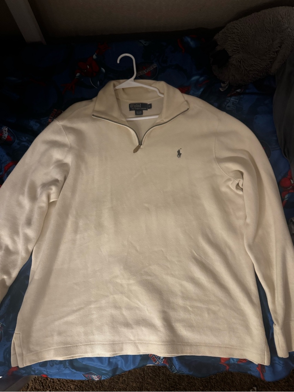 Polo by Ralph Lauren Cream Half-Zip Cotton Pullover